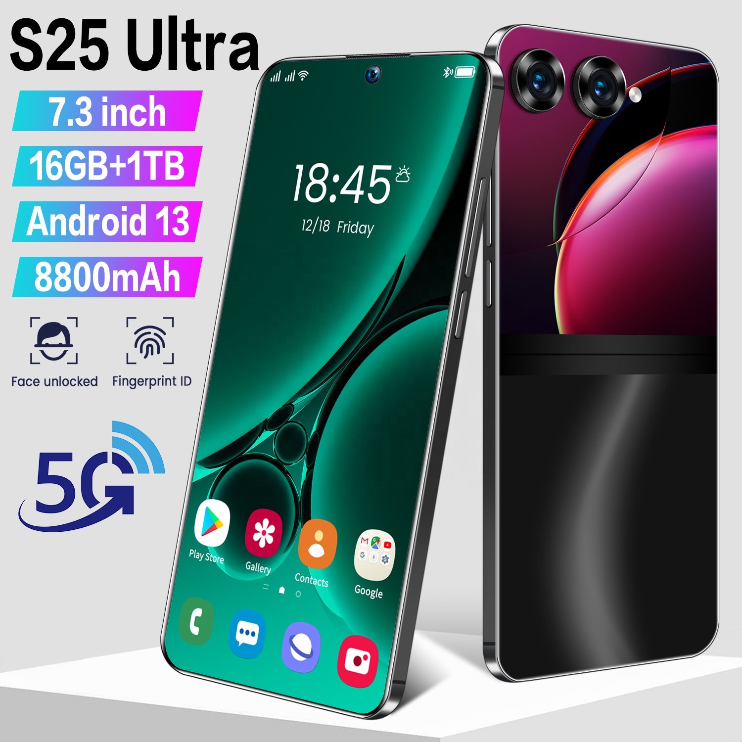 2024 New style S25 ultra 48MP+72MP mobilephone 16GB+1TB android 13 smartphone 7.3inch Dual Card cellphones